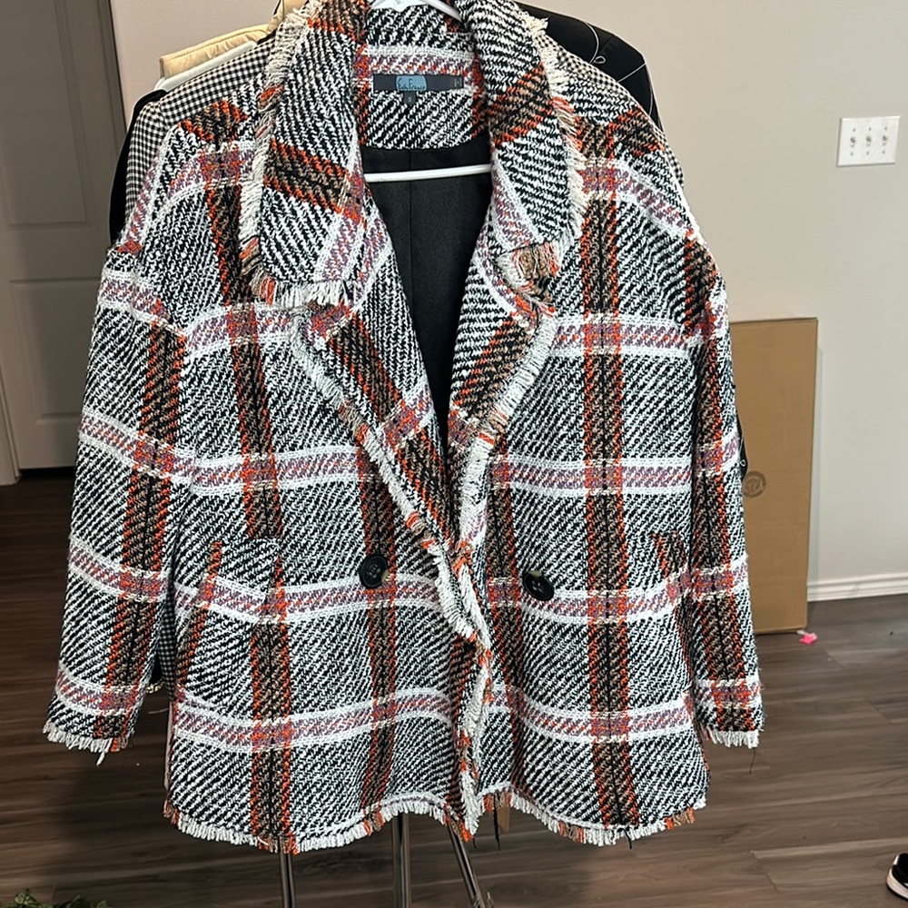 Plaid Women's Jacket - Black, White, and Red